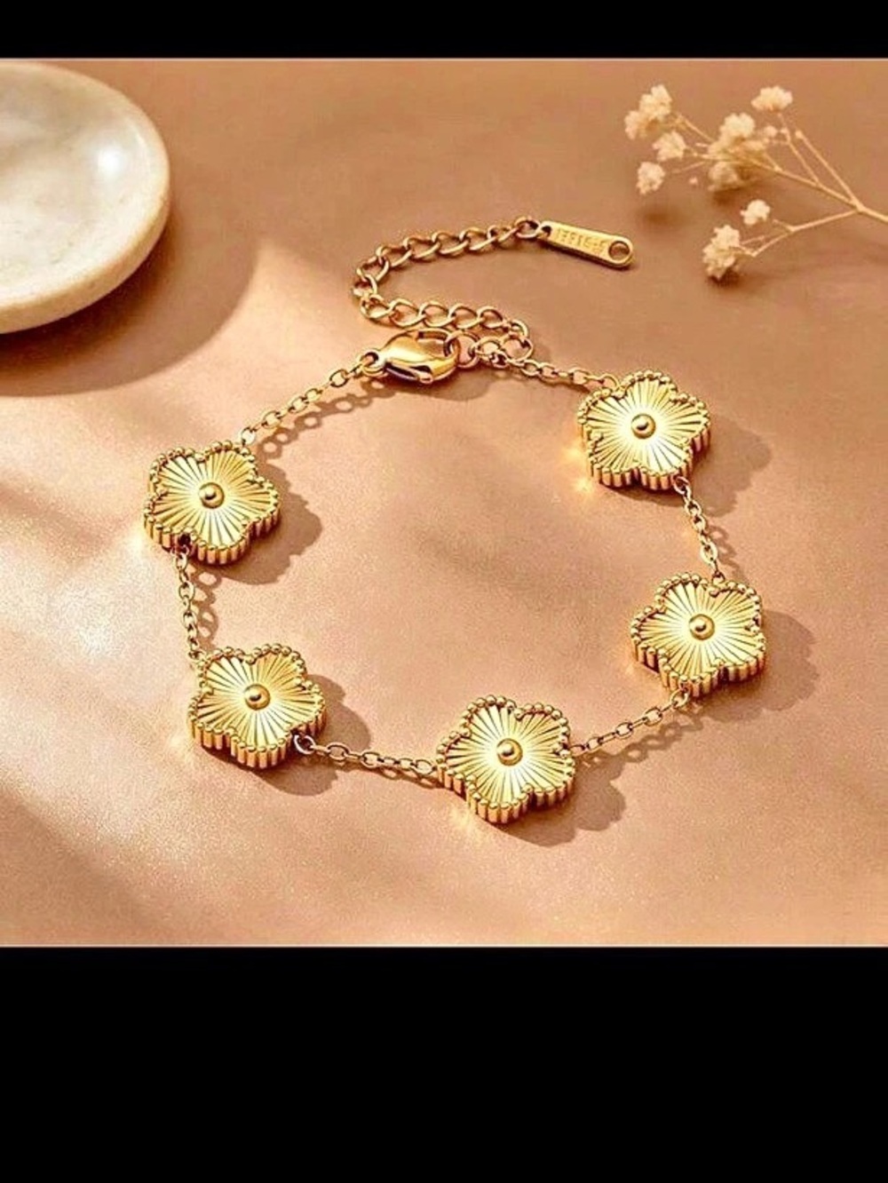⚜️Stainless steel Gold-Tone Floral Jewelry Set